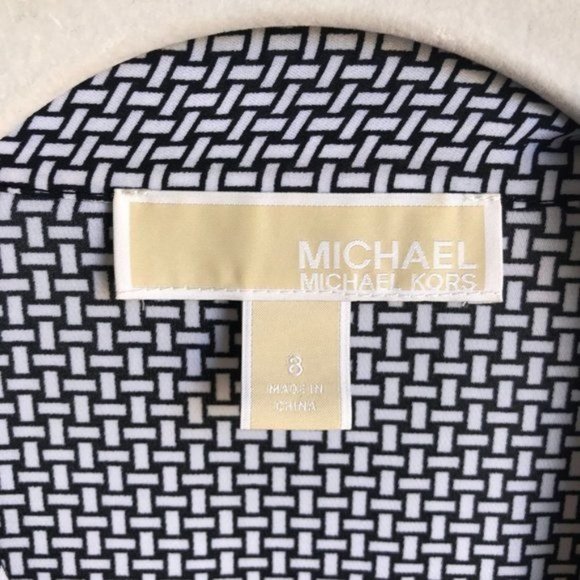 MICHAEL Michael Kors Black/White Woven Pattern Blouse - Size 8 - Picture 4 of 4